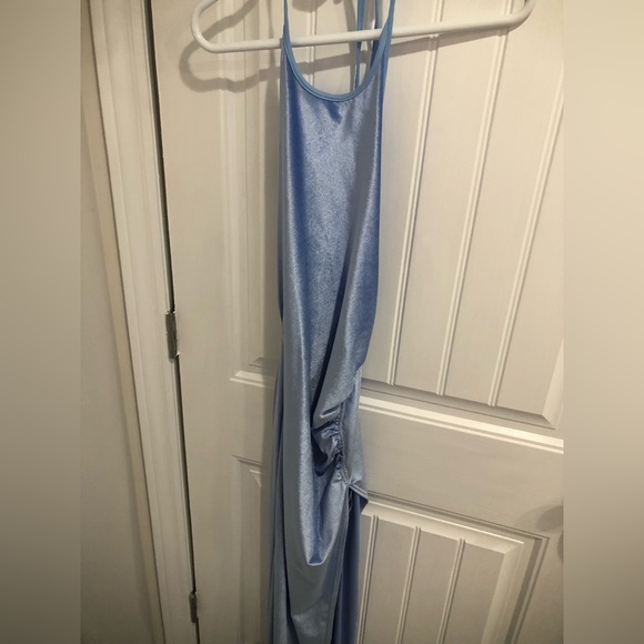 Zion Ruched Maxi Dress in Baby Velvet Blue - Picture 3 of 5